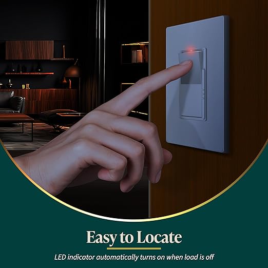 TOPGREENER Dimmer Light Switch, LED Slide Dimmer Switch,for 300W Dimmable LED/CFL Lights and 600W INC/HAL Bulbs, Single Pole/3-Way, Wall Plate Included, UL Listed, White, 3 Pack
