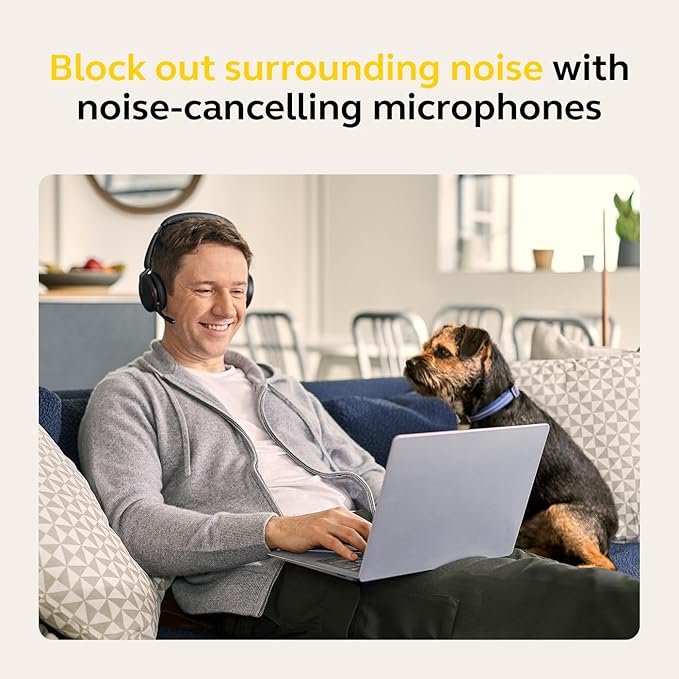 Jabra Evolve2 65 Flex Wireless Stereo Headset - Bluetooth, Noise-Cancelling ClearVoice Technology & Hybrid ANC - Works with All Leading UC Platforms Such As Zoom & Google Meet - Black