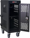 Aokleo Laptop Charging Cart,16 Devices Tablet Storage Carts for pad Up to 16.3" Screen Size, Classroom Computer Mobile Charging Station for Pads, Chromebooks,Laptops, Security Storage(16 Bay-Black)