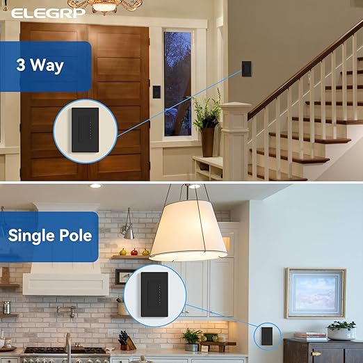 ELEGRP Dimmer Switch, Digital Dimmer Light Switch for LED Lights 150W, INC/HAL 450W, 3 Way LED Dimmer Switch, Needs Neutral Wire, Wall Plate Included, UL Listed, 2 Pack, Matte Black