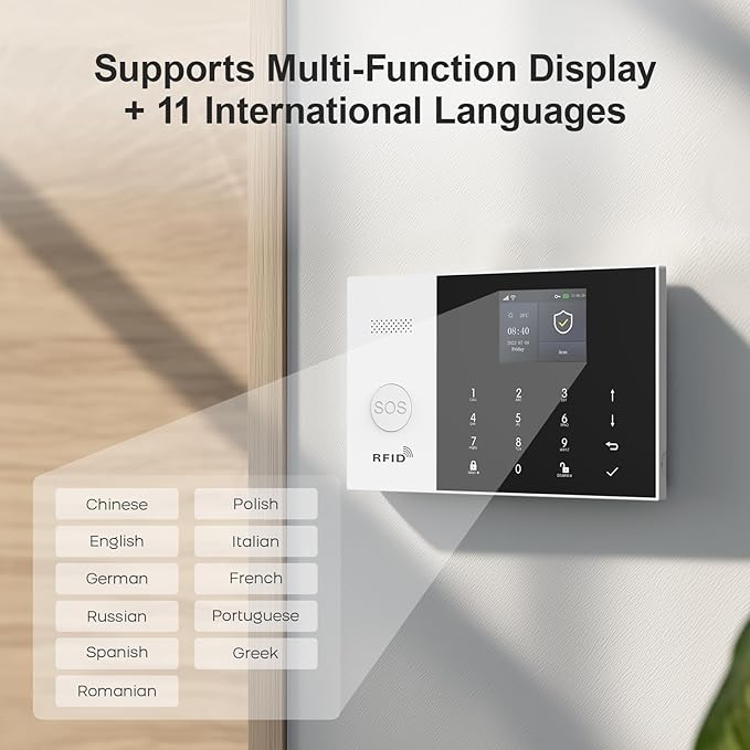 Home Security Systems,Door & Window Alarms for Home Kit,WiFi+GSM/4G Door/Window Alarm,Motion Sensors,SOS Button,Remote orSmart Life Tuya APP Control,for Apartment Kids Safety NO Monthly Fees,