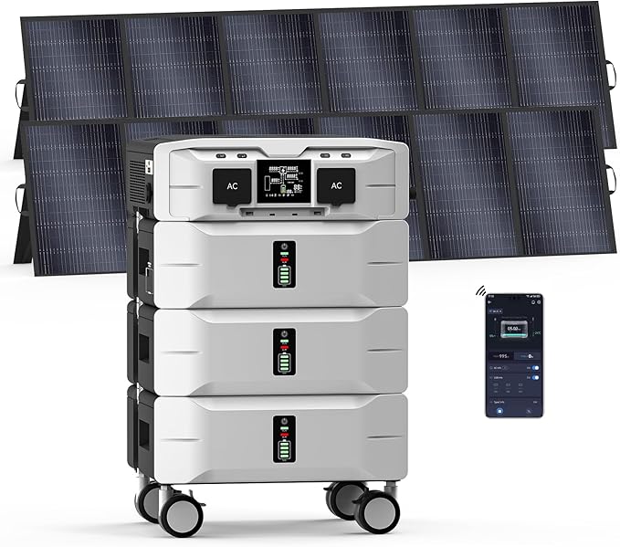IEE SP5000 Solar Generator 5000W, 7680Wh Power Station with 2x500W Solar Panels, 5 AC Outlets(9000W Surge), 120V/240V Dual Voltage, LiFePO4 Battery for Home Backup Outdoors Camping RV Emergency