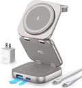 5-in-1 Wireless Charger for MagSafe, AC ISLAND Portable Travel Charging Station, 35W Max Fast Foldable Magnetic Stand, Evolved for iPhone 17-12 & Air Series, Apple Watch, AirPods (with 35W Adapter)