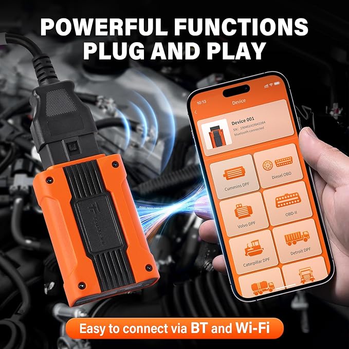 TopTekk Smart DPF Regeneration Tool, DPF Reset Device for Heavy Duty Trucks, Compatible with Paccar Engines, Real-Time Data Monitoring and Code Reset