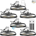 Lightdot Smart 300W LED High Bay Light 45000lm 5000K Commercial Bay Lighting AC100-277V UFO LED High Bay Shop Lights with Controller Supports Normal Mode & Motion Mode-6Pack
