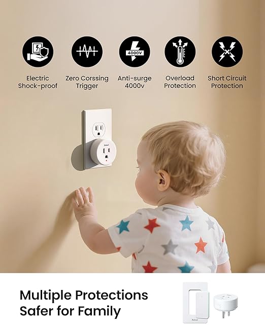 Zoiinet Remote Control Outlet Plug Switch, Buckle Design & Removable Wireless Light Switch, No Wiring Needed, 300 ft, 15A/1500W, Programmable, for Household Appliances(2 Pack)