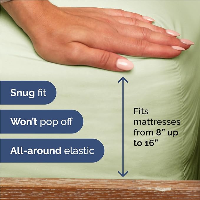 Full 6 Piece Sheet Set - Cooling, Comfy & Breathable - Hotel Luxury Bedding, Includes Fitted Sheet for Women, Men, Kids & Teens - 1 Flat, 1 Fitted Sheet, 4 Pillowcases with Deep Pockets - Light Sage