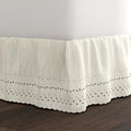Fresh Ideas Eyelet Bed Skirt, Ruffled Design, 14 Inch Drop, Embroidered Scalloped Edge, King, Ivory