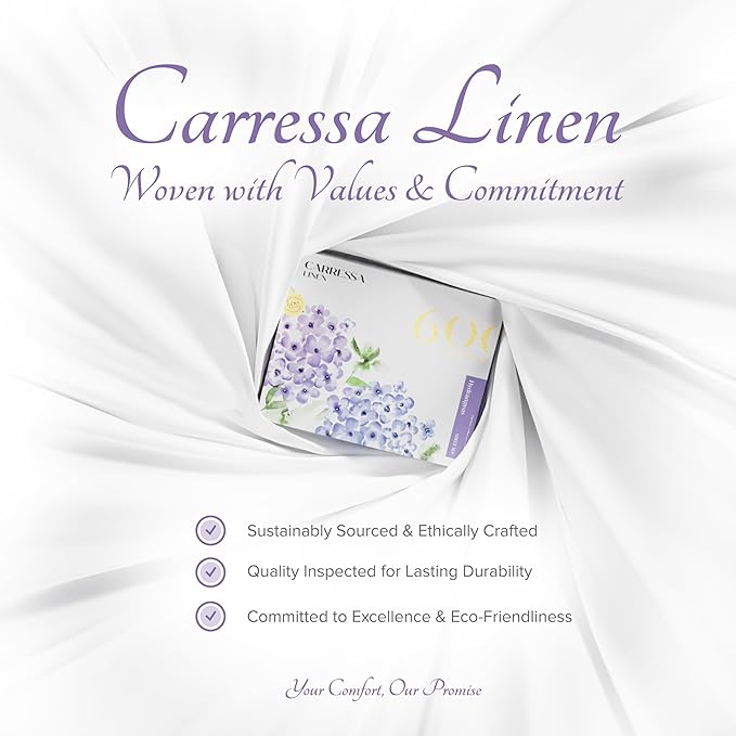 Carressa Linen Luxury Egyptian Cotton Queen Printed Sheet Set - 600 Thread Count Extra Long Staple 4 PC Set, Window Pane Queen Printed Sheets, Soft, Cooling Sateen Weave Sheets Upto 18 in Deep Pocket