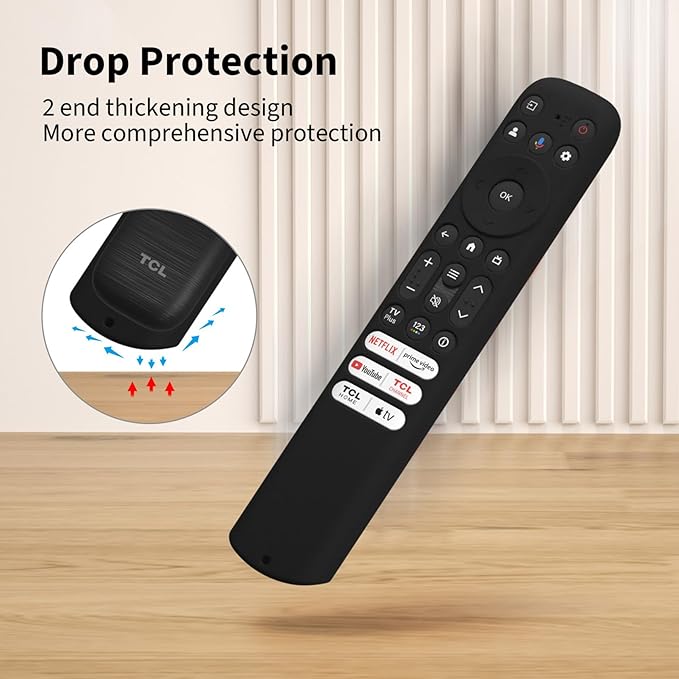 Hi Color Silicone Cover for TCL RC813 FMB1/RC923/RC902V Remote Protective Case Sleeve for TCL Smart TV Remote RC813 FMB1 Case Cover (Black)