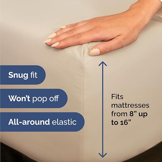 Twin 4 Piece Sheet Set - Cooling, Comfy & Breathable - Hotel Luxury Bedding, Includes Fitted Sheet for Women, Men, Kids and Teens - 1 Flat, 1 Fitted Sheet, 2 Pillowcases with Deep Pockets - Wheat
