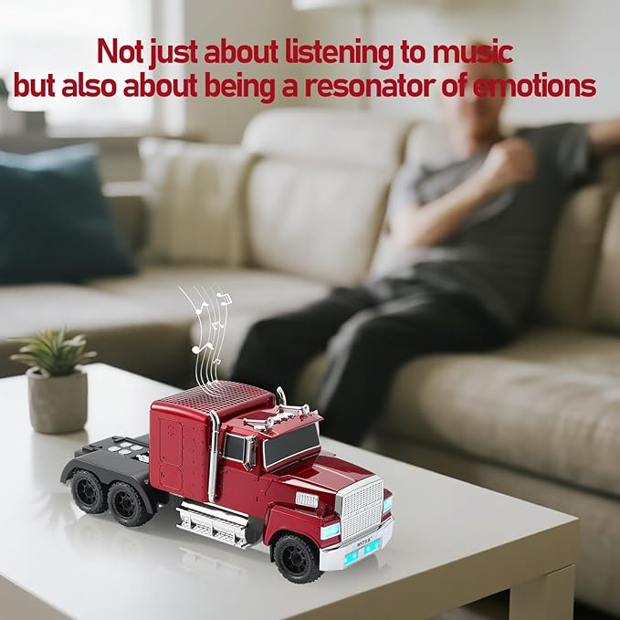 WSTER American Truck Bluetooth Speaker, Retro Car Model，Portable Wireless with HD Stereo Sound, TWS Pairing, USB/TF/AUX Playback, Unique Truck Model Speaker for Home & Outdoor(RED)