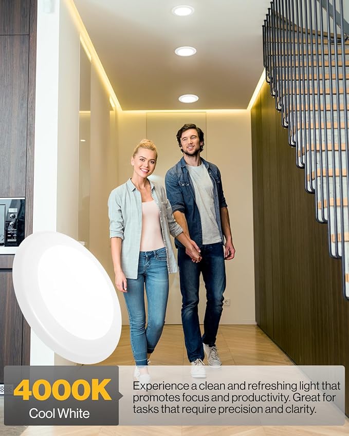 Sunco 96 Pack LED Disc Lights Ceiling 6 Inch, Flush Mount Disk Light, Recessed Can Lighting, 1050 LM, 15W (75W Equivalent), 4000K Cool White, Dimmable, Damp Rated ETL.