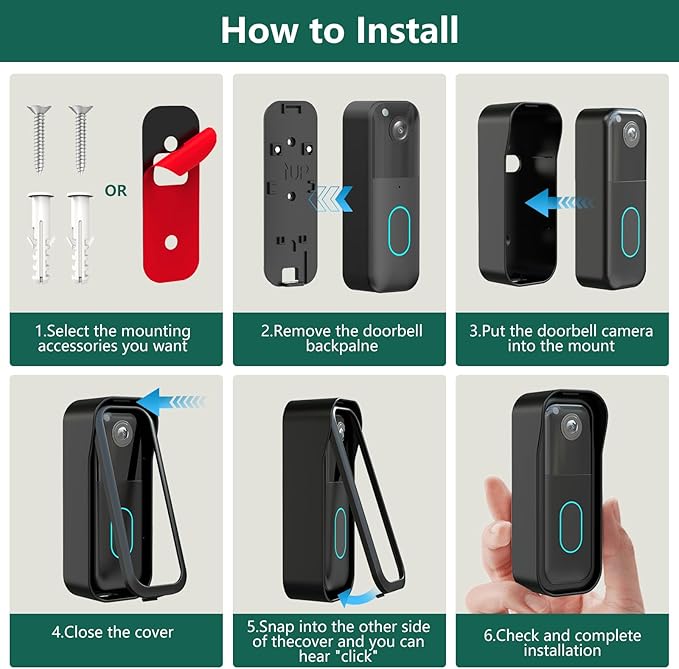 All-new Blink Doorbell Mount,Compatible with Blink Video Doorbell Camera(2nd Gen),No drilling Blink Mount Bracket,Easy to Install for Blink Doorbell Security System(Blink Doorbell Not Included),Black