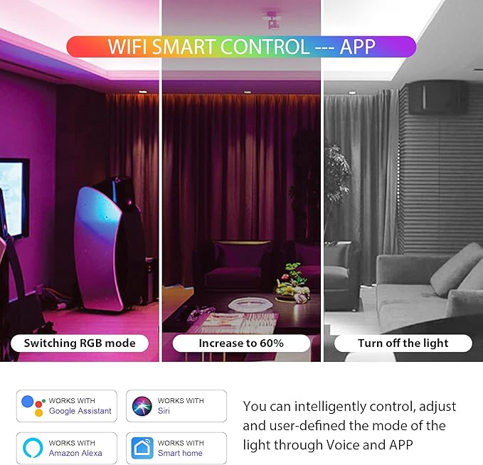 XXK WB5 RF WiFi Bluetooth LED Strip Controller RGB CCT RGBW 5in1 Dimmable Compatible with Smart Life APP/Alexa Echo/Google Assistant Home/Siri, DC12-24V Lights Controller