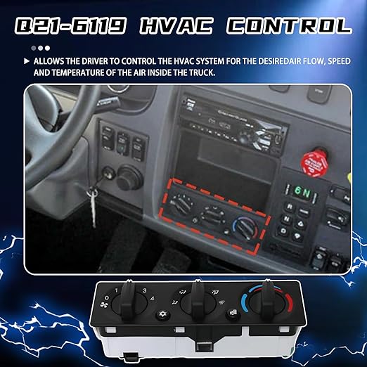 Q21-6119 HVAC A/C Climate Control Module - Compatible with Peterbilt 337 348 379 389 - Replacement Front Panel Switch with Automatic Configuration