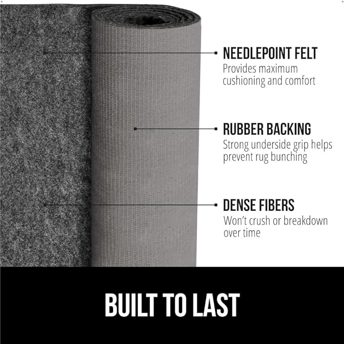 GORILLA GRIP Felt and Natural Rubber Stay in Place Slip Resistant Rug Pad, 1/8in Thick, 2x8 FT Protective Padding Under Area Rugs, Cushioned Gripper Pads, Carpet Runners, Hardwood Floors Protection