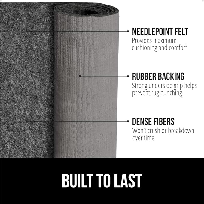 GORILLA GRIP Felt and Natural Rubber Stay in Place Slip Resistant Rug Pad, 1/4in Thick, 5x8 FT Protective Padding Under Area Rugs, Cushioned Gripper Pads, Carpet Runners, Hardwood Floors Protection