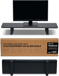ULTRARM Moodular Wooden Monitor Stand 33.4” (85cm) Desk Organizer with Metal Slide Rails for Drawer, Tray, Laptop, Tablet, Phone & Headphones Customizable Riser for Organized Workspace Black MS85-B