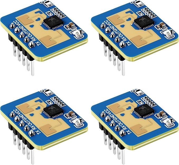 XIITIA 4pcs LD2410C Human Presence Radar Sensor Module HLK-LD2410 LD2410 Millimeter Wave Non-Contact 24GHz ISM Band Serial Port IO Level Output