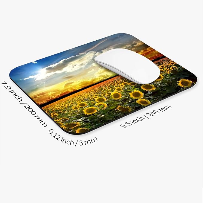 Armanza Square Mouse Pad Sunflower, Personalized Premium-Textured Custom Mouse Mat Design, Washable Mousepad Cloth, Non-Slip Rubber Base Computer Mouse Pads for Wireless Mouse