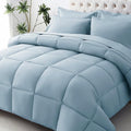 JOLLYVOGUE Queen Comforter Set, Ultra-Soft Bed in a Bag Queen Size 7 Pieces, Oeko-TEX Certified Bedding Set with Down Alternative Comforter, Sheets, Pillowcases & Shams, Lake Blue