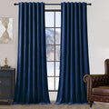90 Inch Long Velvet Curtains for Living Room, Elegant Privacy Thermal Curtain Room Darkening Back Tab & Rod Pocket Soft Luxury Room Darkening Window Drapes for Bedroom, W52 x L90, Navy Blue, 2 Pcs