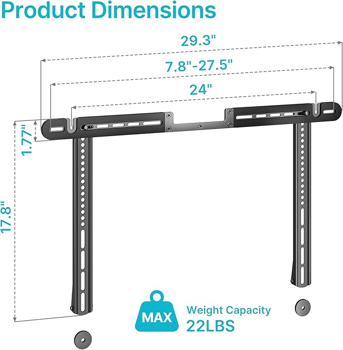 PEGZONE Soundbar TV Mount Compatible with Sonos Arc & Sonos Arc Ultra,Hold 22 Lbs, Soundbar Mount for TV for Surround Sound,Two Installation Options,Black