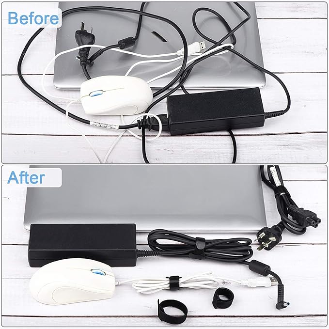 Nettbe 60 PCS 6 Inches Reusable Cable Ties, Adjustable Cord Straps Wire Organizer Cord Wrap and Hook Loop Cable Management