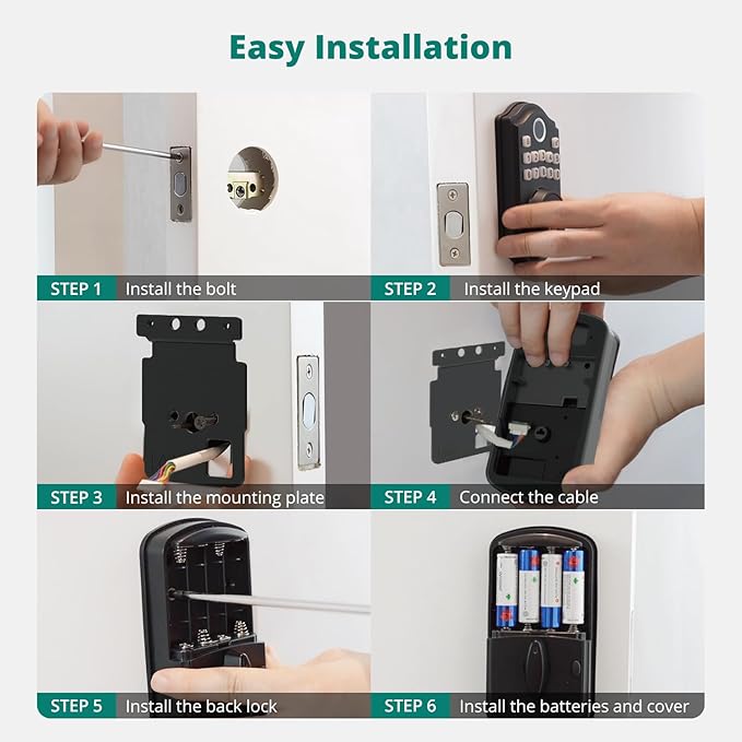 AkaGear DS10 Keyless Entry Door Lock with Door Knob, Fingerprint Door Lock, Electronic Keypad Deadbolt, Smart Door Lock, Smart Locks for Front Door, Auto-Lock - Oil Rubbed Bronze