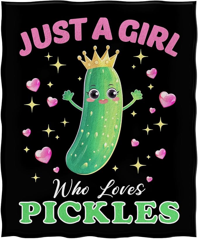 Jekeno Cute Cucumber Blanket Just A Girl Who Loves Pickles Gifts Gifts for Women Men Kids Boys Girls Mom Friends Birthday Home Bedroom Decor Vegetables Fruit Blanket 50"x60"