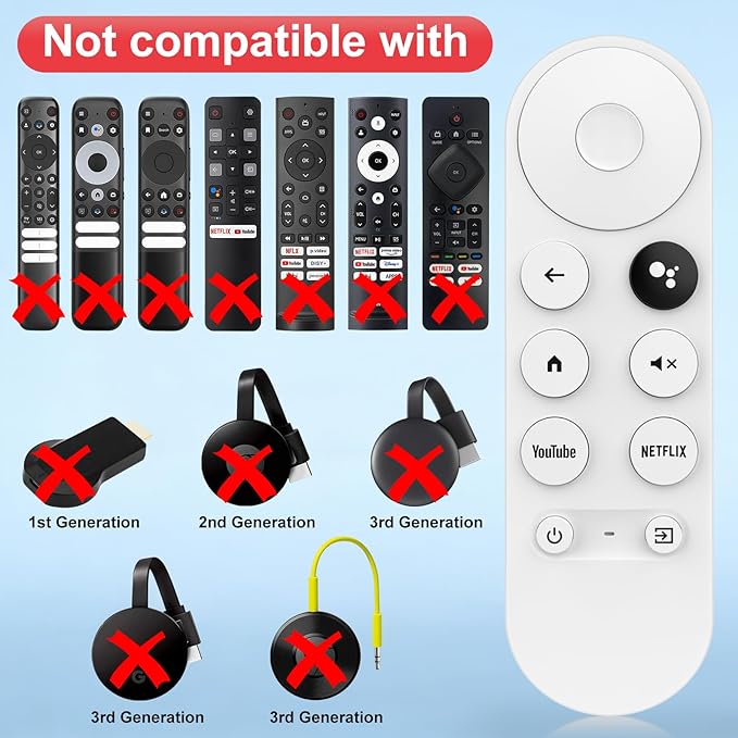 Replacement Voice Remote for Google-Chromecast-Remote, for Chromecast with Google TV Remote 4K/HD & Google TV Streamer 4K