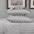 URBANHUT 800 Thread Count 100% Cotton Damask King Size Sheets, 4 Piece Striped King Size Bedsheets, Luxury Hotel Sheets Sateen Weave - Better Than Egyptian, 16" Elasticized Deep Pocket- Silver Grey