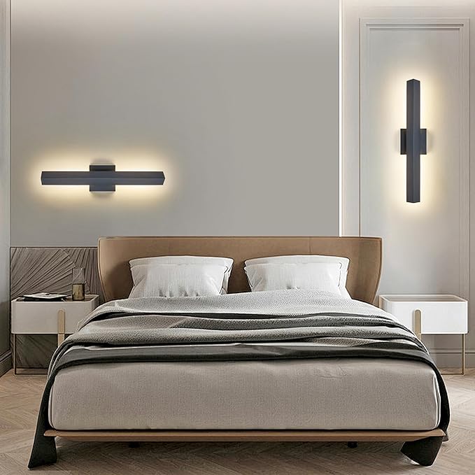 Tarentlight Modern Outdoor Porch Light Patio Lamp in 20W 3000K Integrated LED with Aluminum Triangle & Frosted Glass, IP65 Waterproof Wall Sconce,2 Pack(Textured Black),Can Installed in Any Direction.