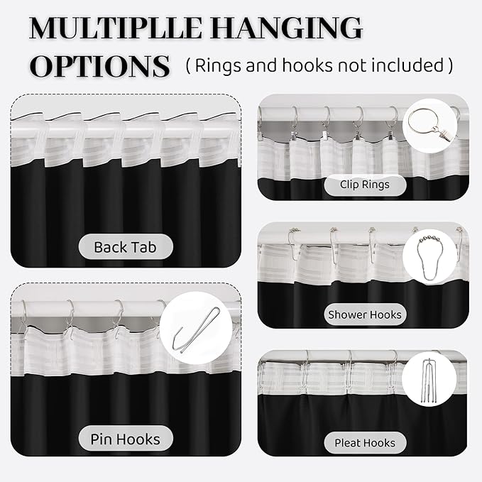 Soundproof 100% Blackout Curtains 80 inches, 3 Layers Thermal Insulated Back Tab Drapes for Door Window Nursery Divider Living Room, with Pin Hooks Black 50x80 Inch 1 Panel