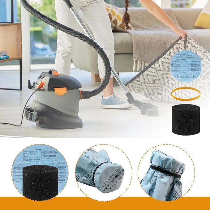 Filter Replacement 90585 Foam Sleeve for Shop Vac Wet Dry Vacuums 90304 90350 90333，VF2002 Reusable Dry Vac 9010700 Filter, Fits Most 5 Gallon Up Wet Dry Vacuum Cleaners