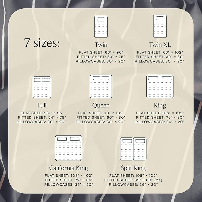 LuxClub 4 PC Full Sheet Set, Deep Pockets Wrinkle Free Cooling Bed Sheets Hotel Bedding for Women, Men, Includes 1 Fitted Sheet, 1 Flat Sheet and 2 Pillowcases-Striped - Light Grey