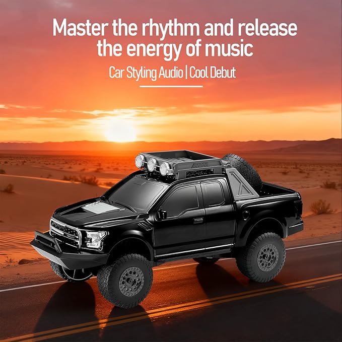 WS-589 Rugged Pickup Truck Bluetooth Replica Speaker – Portable Audio with TWS, LED Party Lights & HD Stereo | Unique Surprise Gift for Music & Truck Lovers (Black)