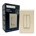RunLessWire Click for Philips Hue – Battery-Free Wireless Smart Light Switch, 30ft Range – Works Natively with Philips Hue Bridge – Wall Mount Kinetic Switch - Decora Style, Light Almond