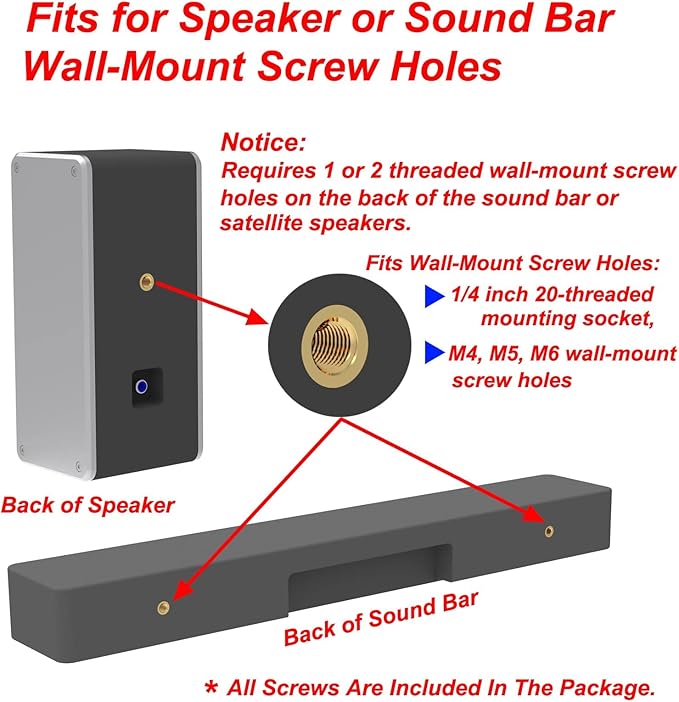 Pbxifge Sound Bar Wall Mount Brackets for Vizio Soundbar Wall Mounted Holders S3820W-C0 SB3851-C0 SB4051-D5 S5430W-C2 SB3651-E6 S2920W-C0 Mounting Bracket Kit with Screws