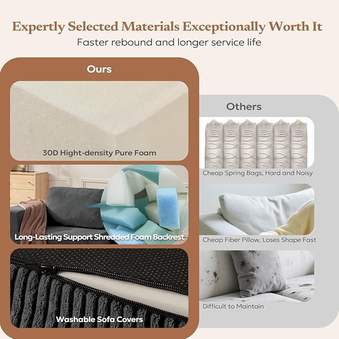 40" Modular Upholstered Foam Couch, Upholstered Floor Sofa Couch with Pillow, Single Sofa for Bedroom Living Room, No Assembly Required (Corduroy Fabric, Grey)