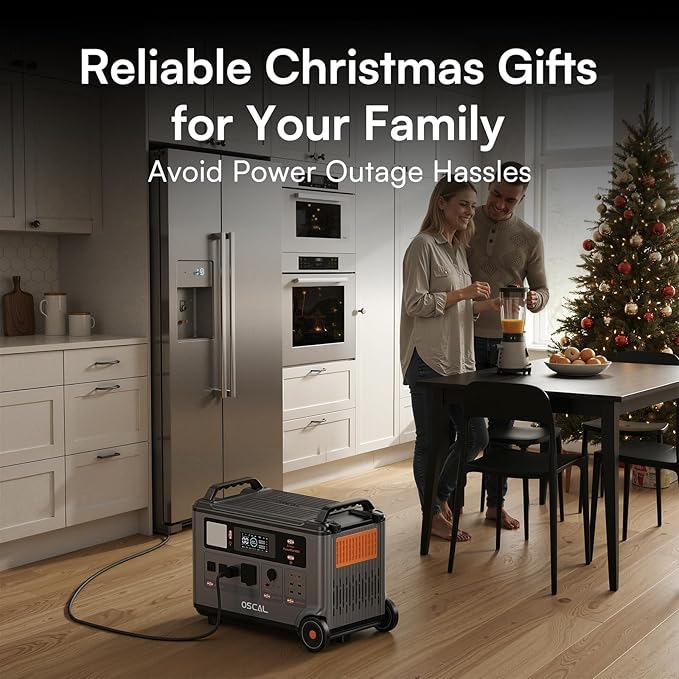 OSCAL 6000 Portable Power Station with 500W Solar Panels, 3600Wh LiFePO4 Battery with 3600Wh Expansion Battery Pack, 6000W(9000W Peak) Solar Generator for Camping, Home, Emergency