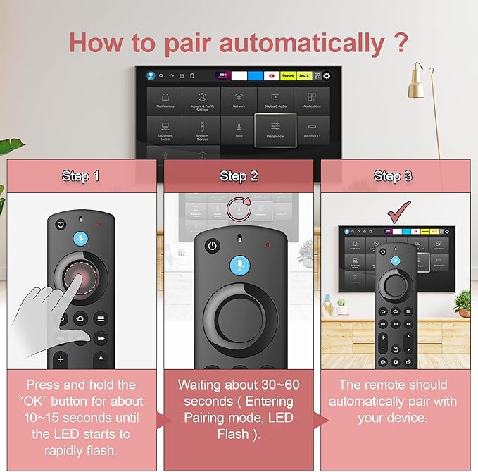 Replacement Remote for All FireSeries,Remote for TV Stick (HD, 4K, 4K Max, Lite),TV Cube,Remote for Hisense,TCL,Insignia,3rd Gen,Omni,QLED Smart TVs with Voice