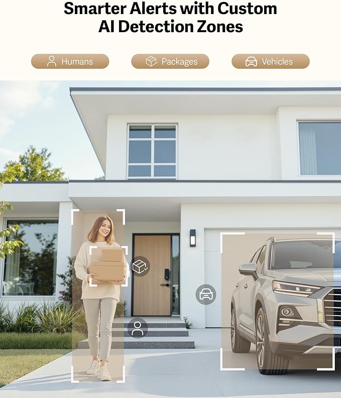 Lockin Veno Pro Smart Deadbolt Lock with 2K 180° Security Camera & Video Doorbell, AI Local Storage, Palm Vein & Fingerprint Keyless Entry, Front Door Smart Lock with Built-in Wi-Fi, App Control