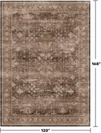 Hazo Haus Brown Rug for Living Room 10x14 - Extra Large Vintage Western Unique Neutral Taupe, Washable Low Pile Non-Slip Soft Thin Area Rug for Dining Under Table, Bedroom Under Bed, Home Office - Image 2