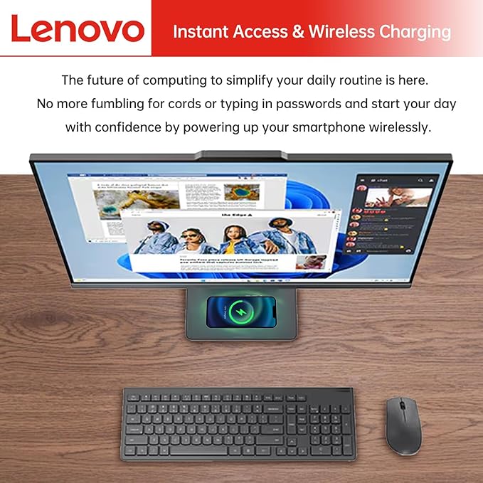 Lenovo IdeaCentre Business All-in-One, 27" FHD Touchscreen 100Hz, AMD Ryzen 5 7535HS, 32GB DDR5 RAM, 2TB SSD, Webcam, Wireless KB & Mouse, Windows 11 Home, Bundle with Adata 64GB USB Flash Drive