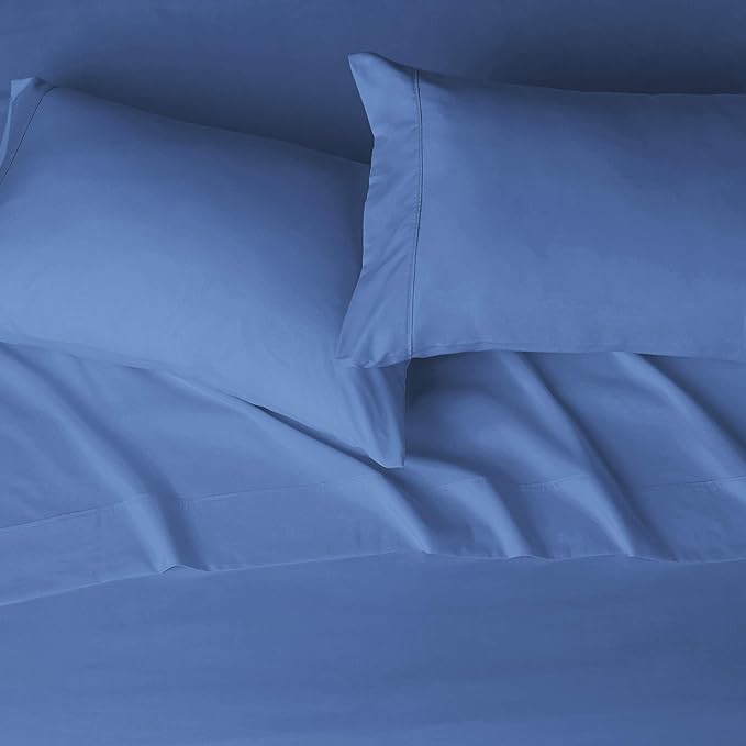 Amazon Basics Lightweight Super Soft Easy Care Microfiber 4-Piece Bed Sheet Set with 14-Inch Deep Pockets, Comfortable Sheets, Full, Dutch Blue, Solid