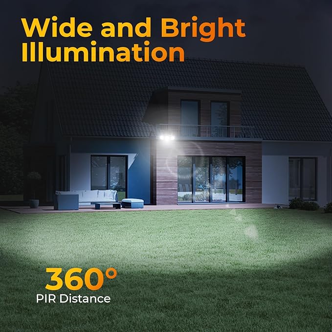 ESLIGHTION Solar Motion Sensor Outdoor Lights, 3 Modes LED Security Flood Light with Remote Control, IP65 Waterproof Solar Powered Outside Wall Light for Garden Patio Garage Yard (Black, 2 Pack)