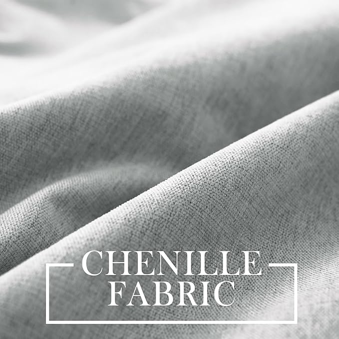 Macochico 120" Wx84 L 100% Blackout Chenille Curtains for Sliding Door Living Room Bedroom, Luxury Drapery for Hotel Home Theater, Medium Gray Thermal Window Treatments with Tieback, Grommet, 1 Panel