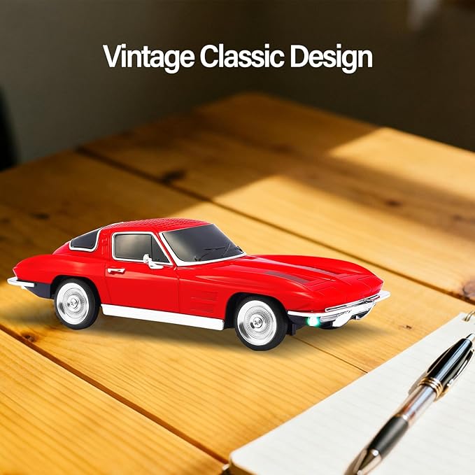 WSTER Retro American Style car Bluetooth Speaker, Portable Wireless Outdoor Speaker, TWS Stereo, Support USB/TF/AUX, Party Bluetooth Speaker with Microphone,Classic car Gifts for Men(RED)